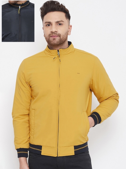 

Okane Men Mustard Solid Reversible Varsity Jacket
