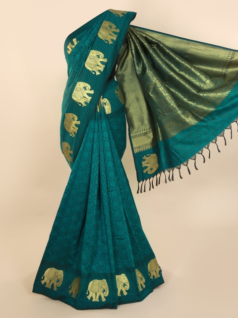 

Pothys Green & Gold-Toned Art Silk Woven Design Saree