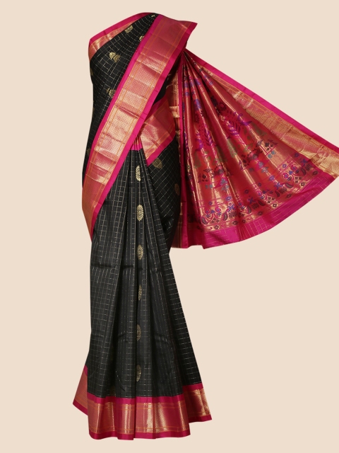 

Pothys Black & Pink Pure Silk Woven Design Saree