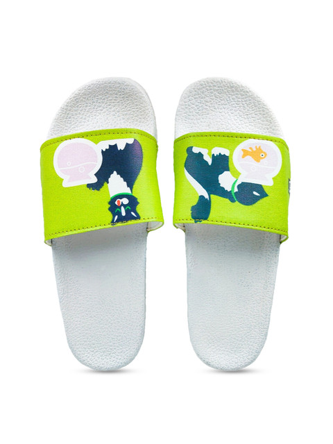

Pampy Angel Women Green & White Printed Sliders