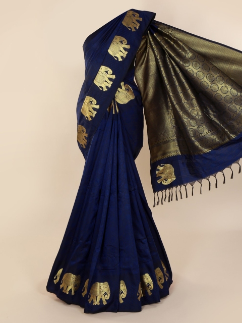 

Pothys Navy Blue Woven Design Art Silk Saree
