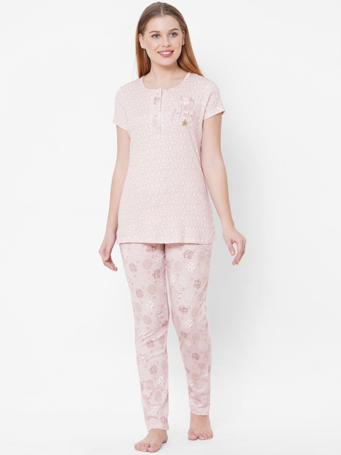 

Sweet Dreams Women Pink & White Floral Printed Night suit