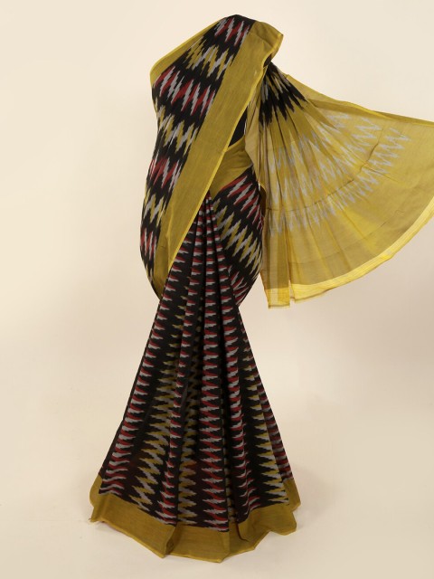 

Pothys Black & Green Pure Cotton Printed Saree