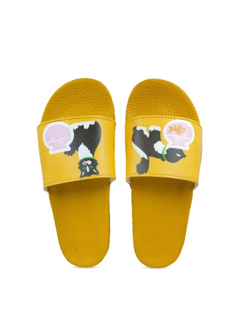 

Pampy Angel Women Black & Yellow Printed Sliders