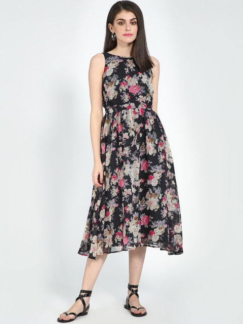 

Blue Saint Women Black Printed Fit and Flare Dress