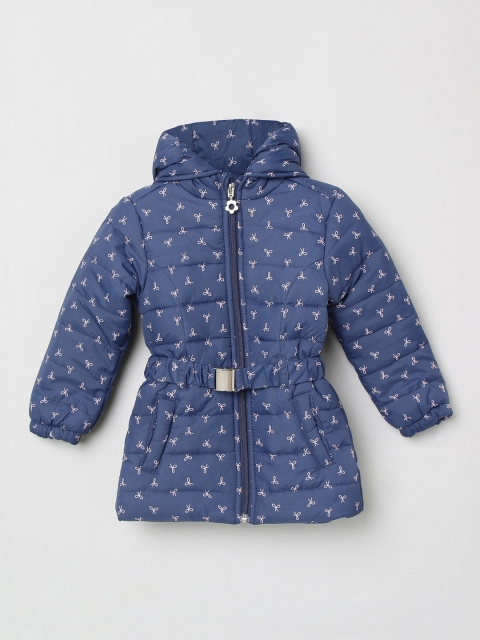 

max Girls Blue Printed Padded Jacket