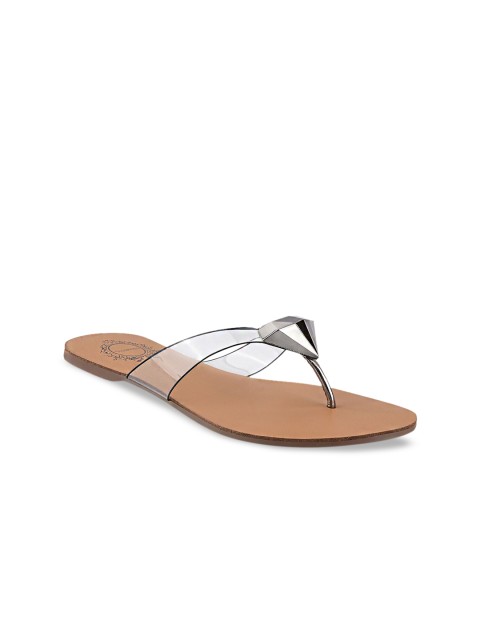

Stelatoes Women Grey Textured T-Strap Flats