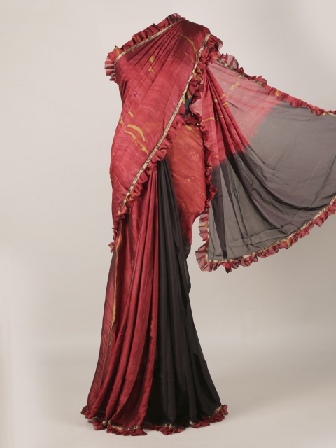 

Pothys Maroon Dyed Poly Georgette Saree
