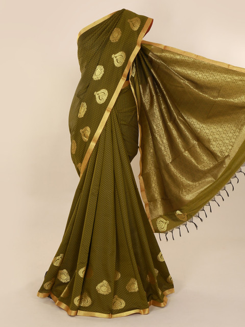 

Pothys Green & Gold-Toned Art Silk Printed Saree