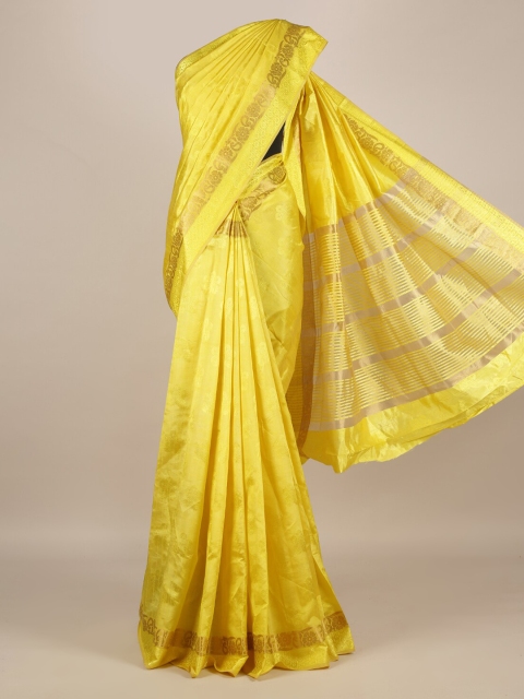 

Pothys Yellow Woven Design Jute Silk Saree