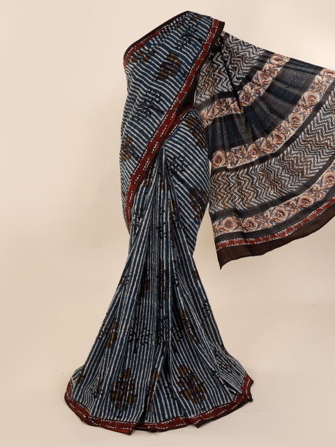 

Pothys Grey & Maroon Pure Cotton Printed Saree