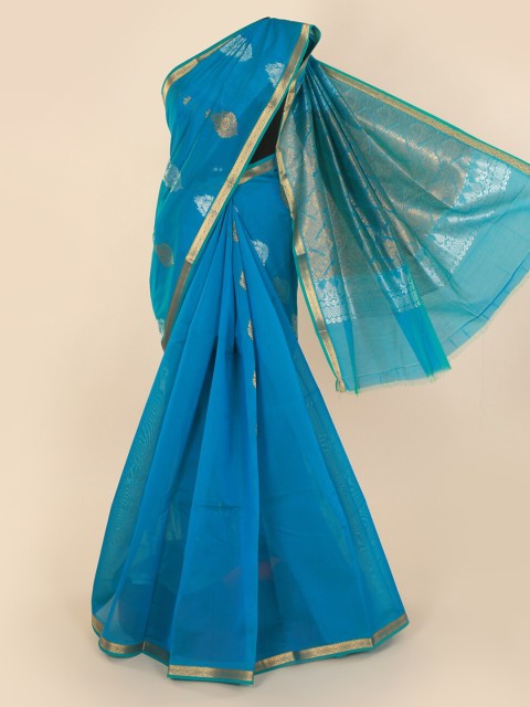 

Pothys Blue Woven Design Silk Cotton Saree
