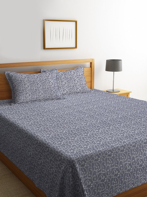 

Klotthe Pack of 2 Grey Woven Design Double Bed Cover With 4 Pillow Covers