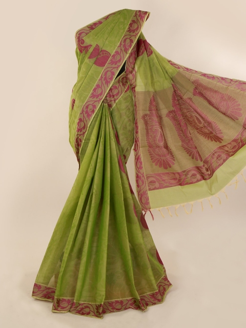 

Pothys Green & Pink Pure Silk Woven Design Saree