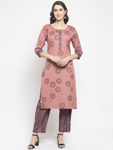

KHALOM Women Pink Printed Kurti with Sharara