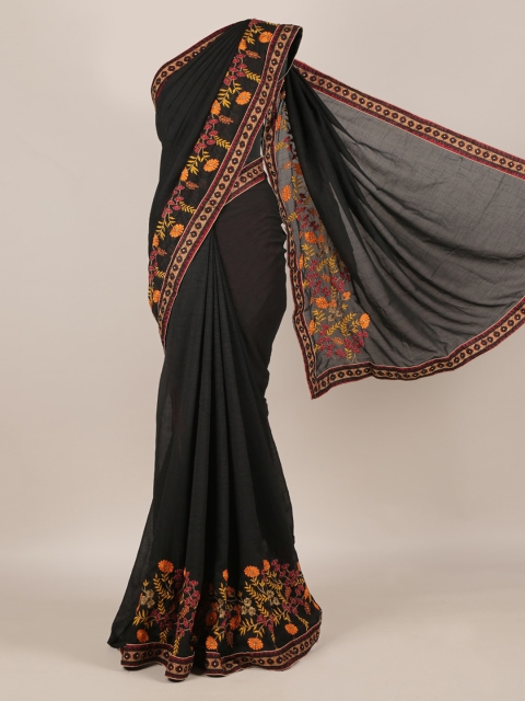 

Pothys Black Solid Jute Silk Saree