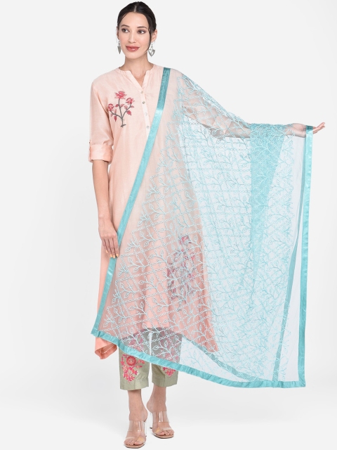 

Dupatta Bazaar Teal Blue Embroidered Dupatta