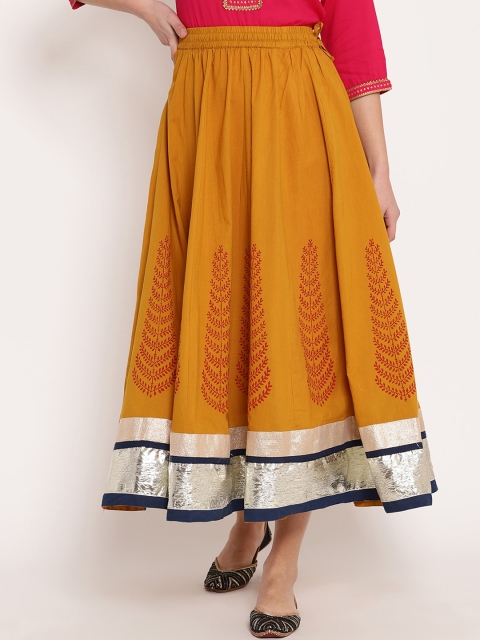 

Ramas Women Rust & Silver Printed Flared Midi Skirt