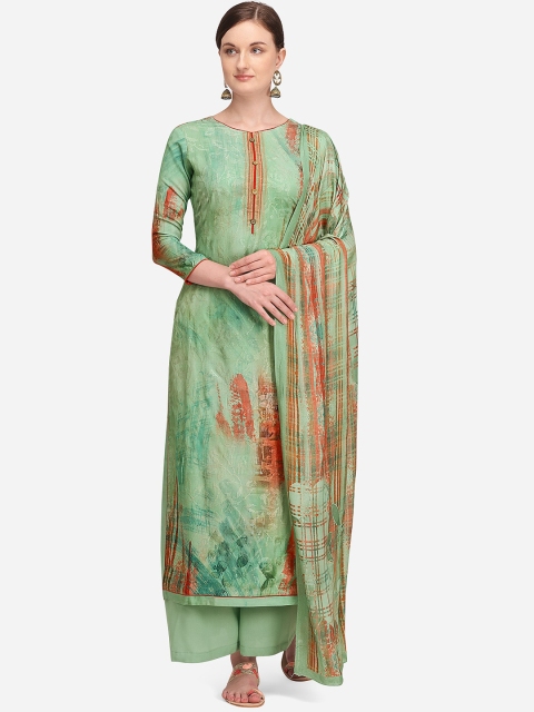

Stylee LIFESTYLE Green & Orange Pashmina Unstitched Dress Material