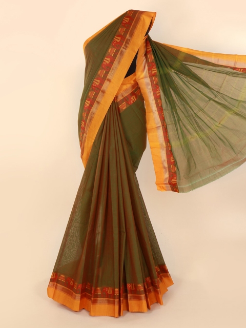 

Pothys Green Solid Pure Silk Saree