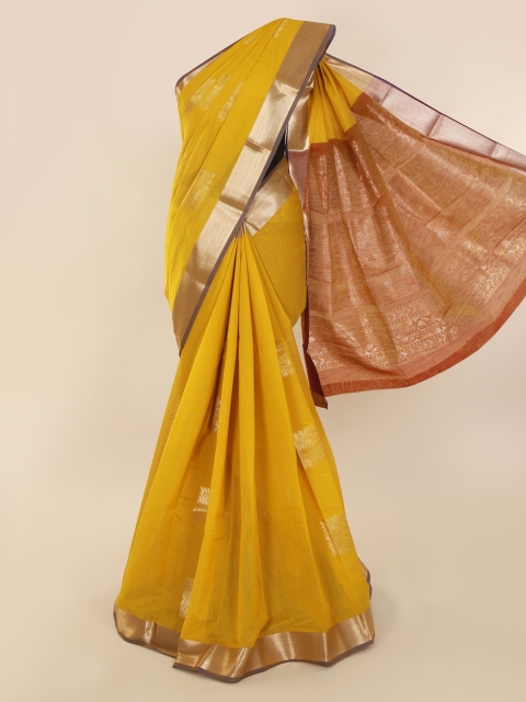 

Pothys Yellow Solid Silk Cotton Saree