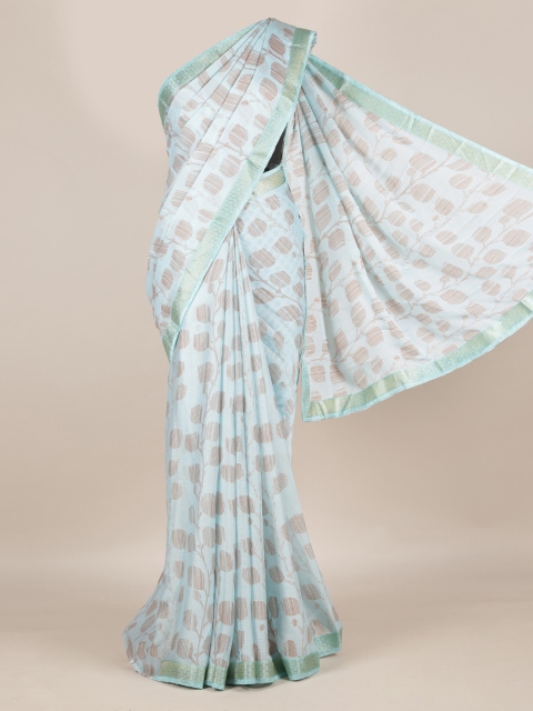 

Pothys Blue Printed Poly Georgette Saree