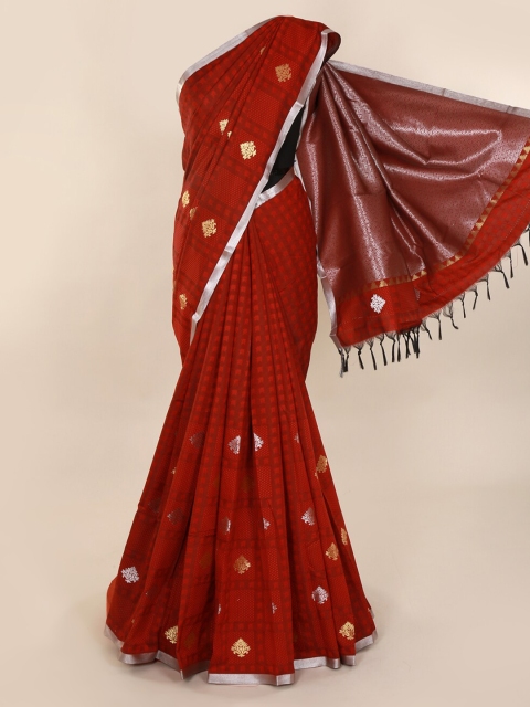 

Pothys Red Woven Design Art Silk Saree