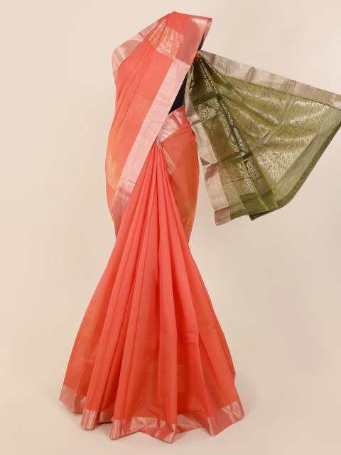 

Pothys Orange Solid Silk Cotton Saree