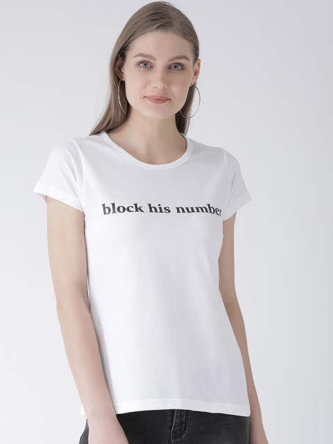 

GRIFFEL Women White Printed Round Neck T-shirt