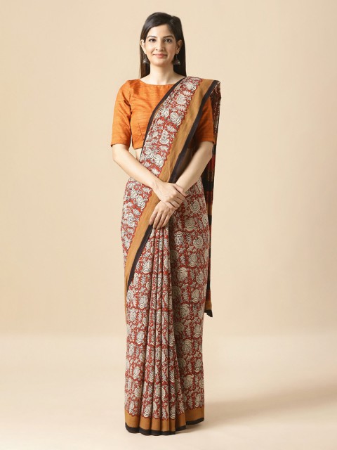 

Taneira Off-White & Beige Pure Cotton Printed Bagru Saree