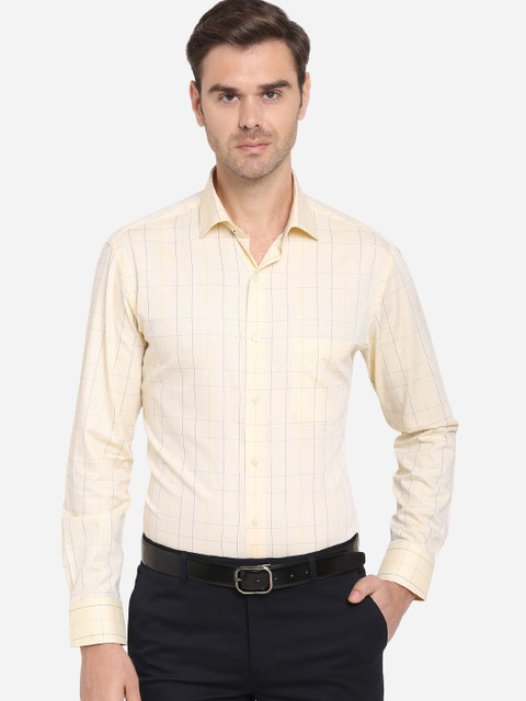 

METAL Men Yellow & Blue Slim Fit Checked Formal Shirt