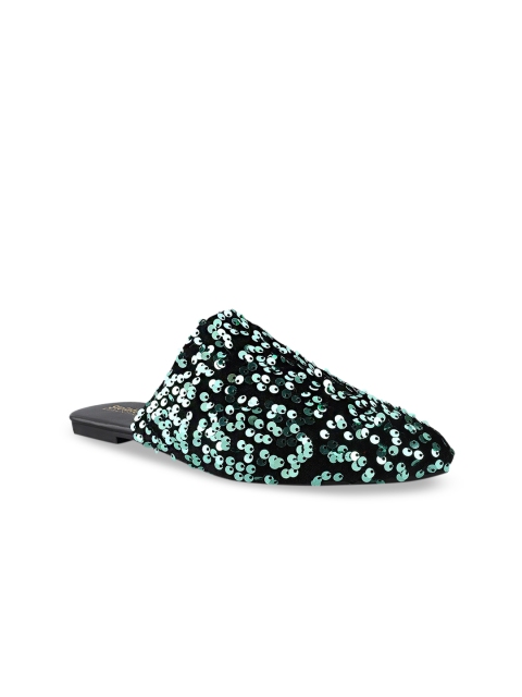

Stelatoes Women Green Woven Design Velvet Mules