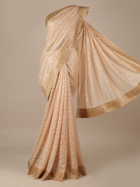 

Pothys Peach-Coloured Woven Design Net Saree