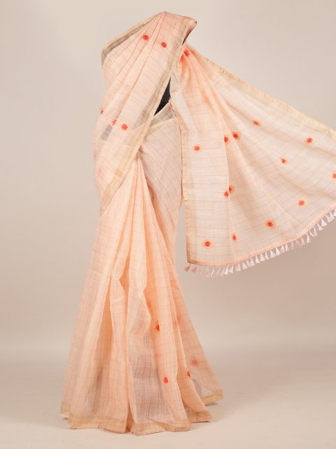 

Pothys Pink Woven Design Linen Blend Saree