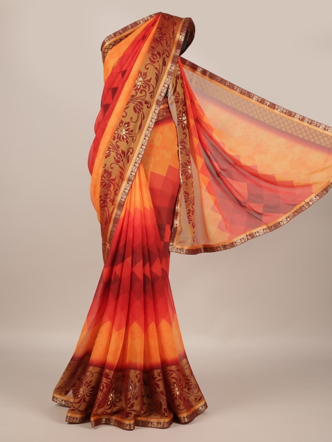

Pothys Multicoloured Printed Poly Georgette Saree, Multi