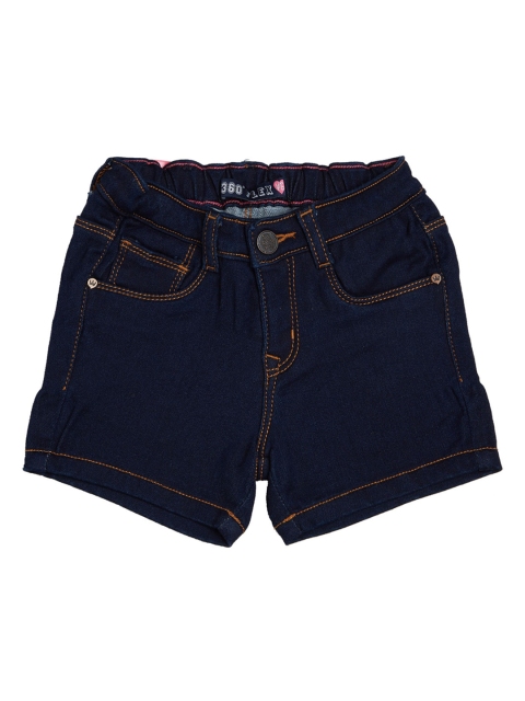 

VITAMINS Girls Blue Solid Regular Fit Denim Shorts