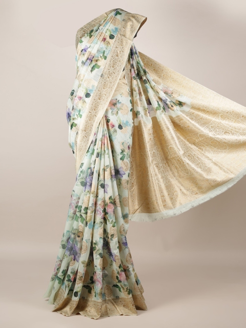 

Pothys Cream-Coloured Printed Jute Silk Saree