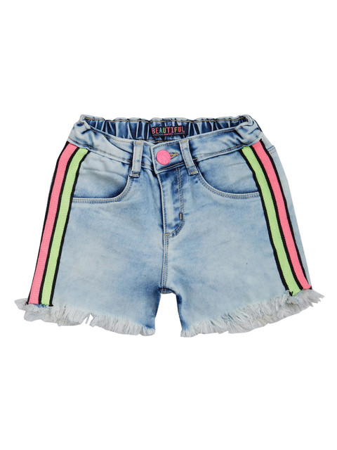 

VITAMINS Girls Blue Washed Regular Fit Denim Shorts