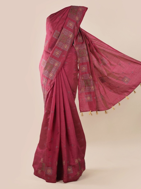 

Pothys Maroon Woven Design Jute Silk Saree