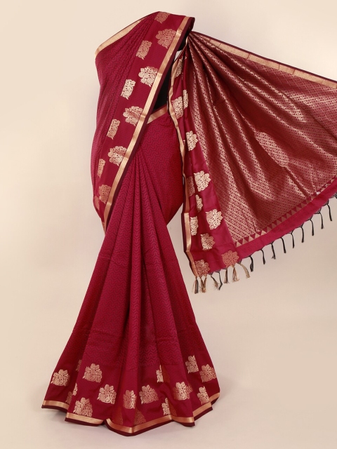 

Pothys Maroon Printed Art Silk Saree with Jhalar Pallu