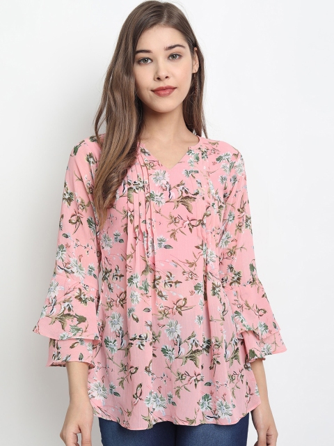 

Clothzy Women Pink Floral Printed A-Line Top