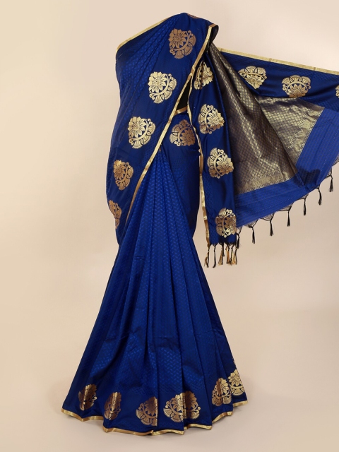 

Pothys Blue Solid Art Silk Saree