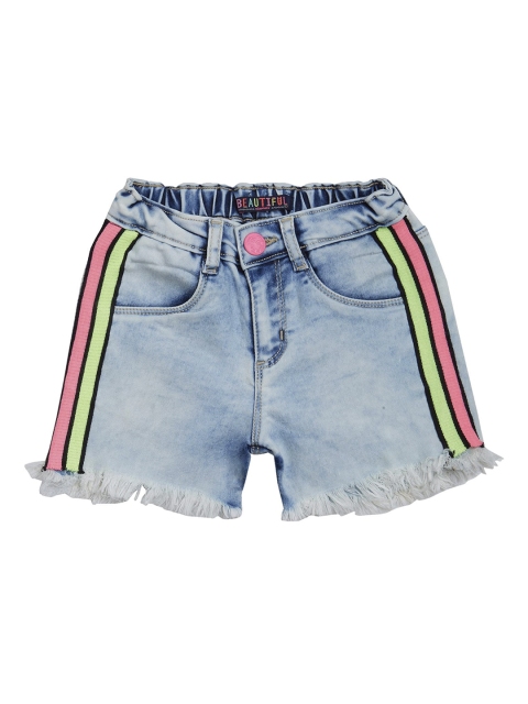 

VITAMINS Girls Blue Solid Regular Fit Denim Shorts
