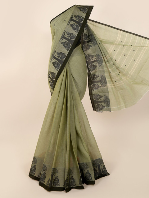 

Pothys Green Solid Pure Cotton Saree
