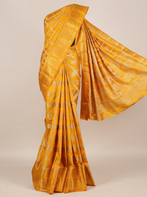

Pothys Mustard Woven Design Jute Silk Saree