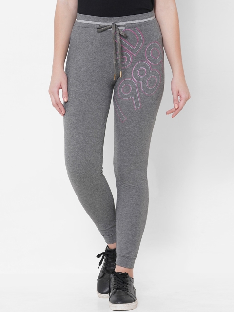 

Sweet Dreams Women Charcoal Grey & Pink Solid Slim-Fit Joggers