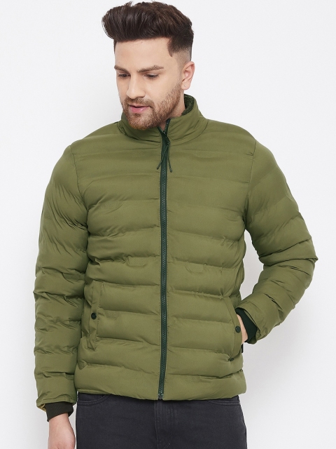 

Okane Men Olive Green Solid Puffer Jacket