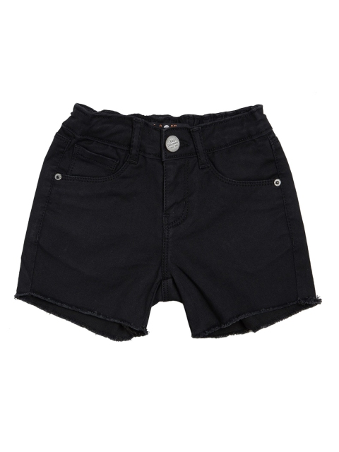 

VITAMINS Girls Black Solid Regular Fit Denim Shorts