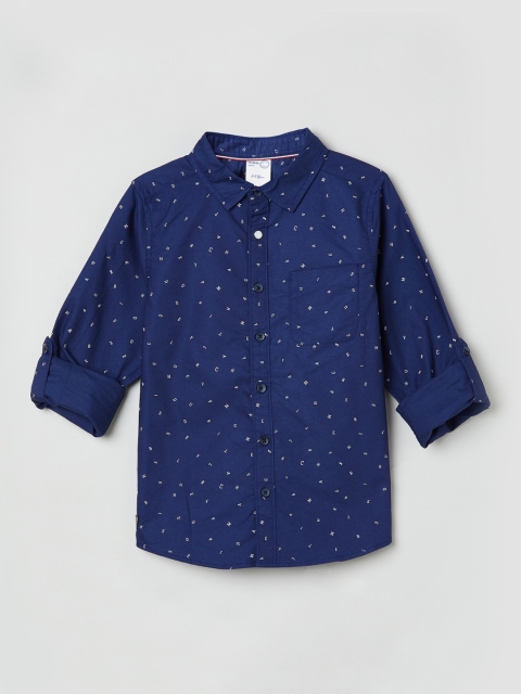 

max Boys Blue Regular Fit Printed Casual Shirt