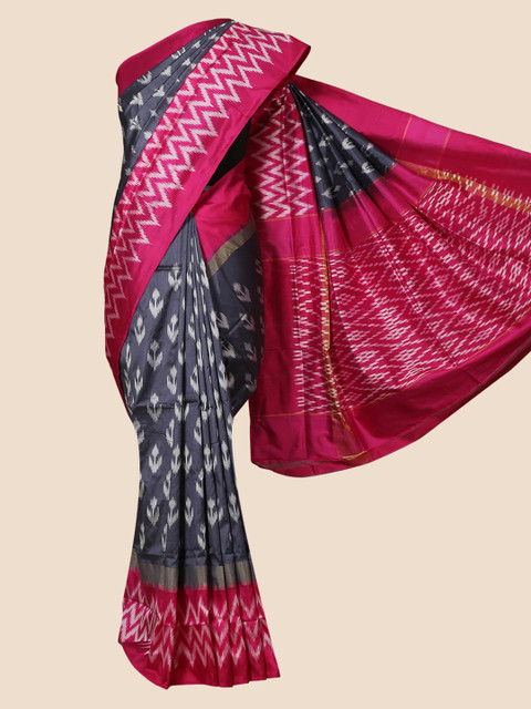 

Pothys Grey & Pink Pure Silk Woven Design Saree